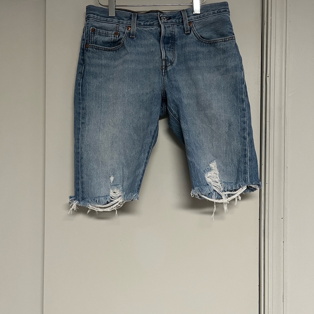 Levi's Distressed Light Blue Jean Shorts